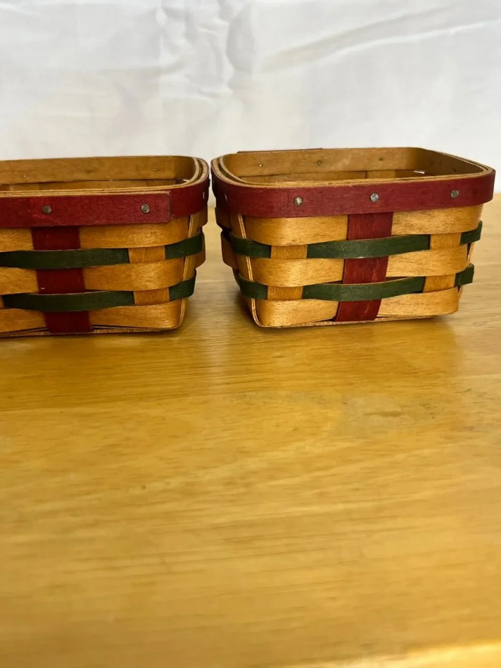 Set of 2 Longaberger 2006 Christmas Little Gift Basket Red & Green Baskets only